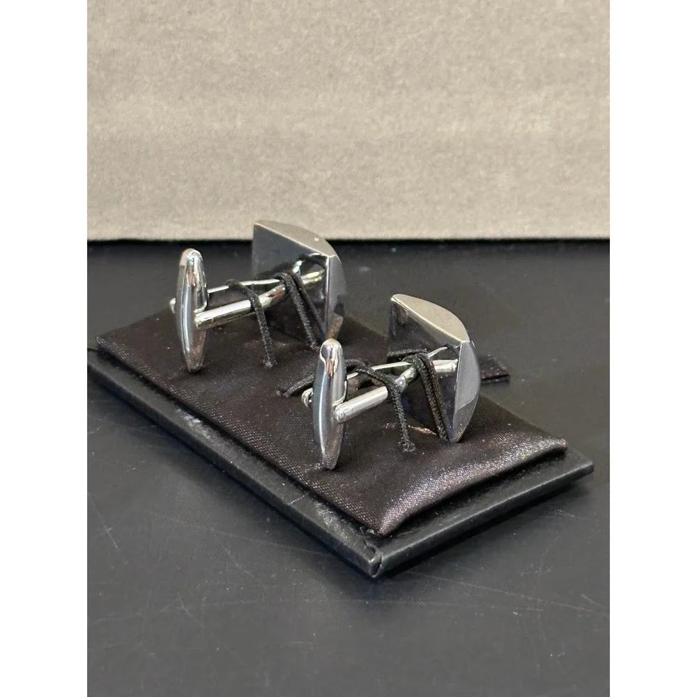 Hawson Mens Silver Tone Mother of Pearl Harlequin Diamond Inlay Cufflinks Boxed